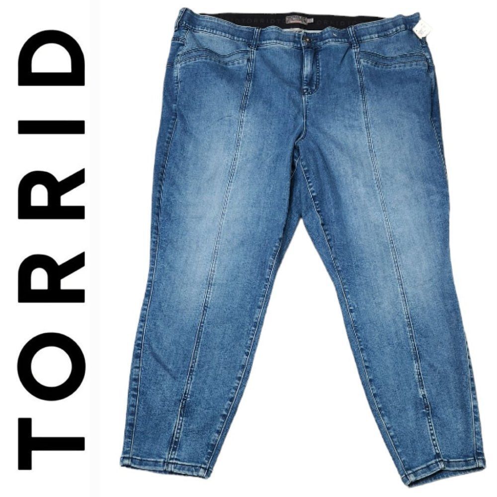 New Torrid Bombshell High Rise Skinny Super Soft Slit Middle Seam Jeans Size 28T